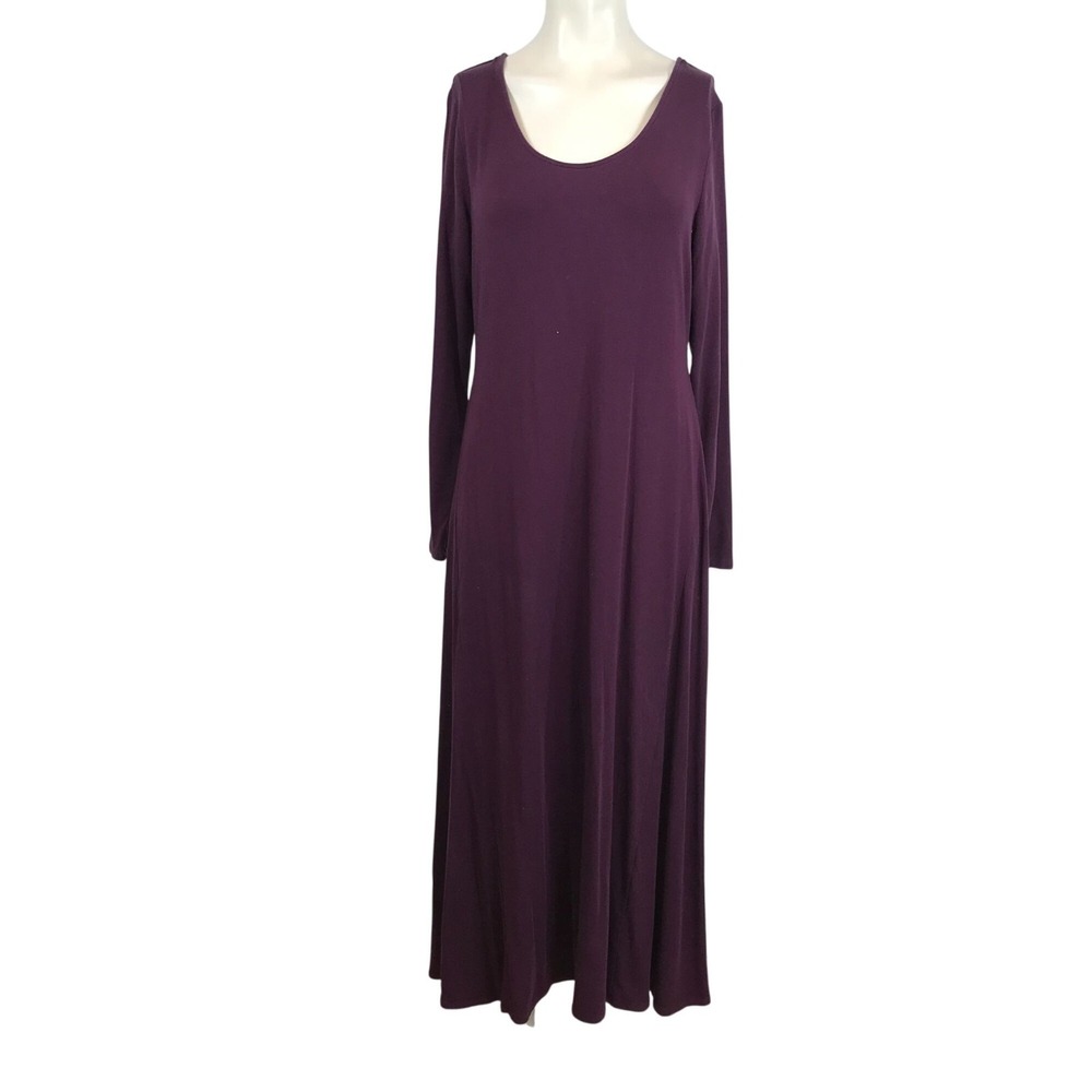 GARNETT HILL - WOMEN'S MEDIUM - WINE LONG SLEEVE TENCEL BLEND MAXI DRESS